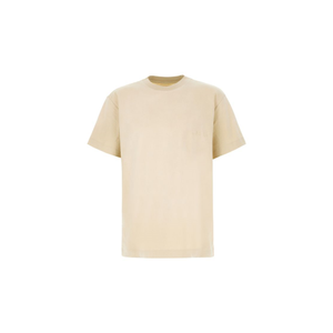 Camiseta Beige de algodón puro con cuello redondo acanalado morado de diseñador de la mejor calidad Logotipo impreso en la espalda - Product Image 1