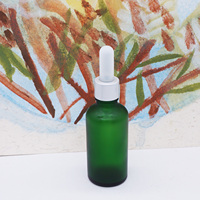 Flacon sérum vert givré en verre, de 15ml, avec couvercle compte-gouttes or, 10 ml