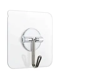 Removable Adhesive Hooks Heavy Duty 13LB Ceiling Hooks Transparent Seamless Utility Wall Hooks for Kitchen Bathroom