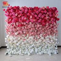 LISSE romantique rouge Rose Floral toile de fond 3D enrouler tissu mariage fleur mur pour extérieur fête de mariage événement décor à la maison