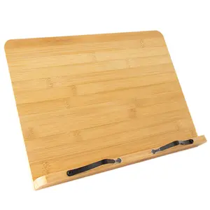 अनुकूलित समायोज्य Foldable लकड़ी के बांस पुस्तक स्टैंड पेपर क्लिप Cookbook पढ़ने डेस्क