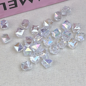 <b>Acrylic</b> Square Beads 6-12mm AB Color Iridescent For Jewelry Making - Product Image 1