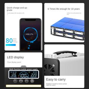 Alimentation mobile extérieure 220V 1500W, onde sinusoïdale pure, batterie au lithium, pour voyages <span class=keywords><strong>en</strong></span> autonomie, camping, pannes <span class=keywords><strong>de</strong></span> <span class=keywords><strong>courant</strong></span>, usage domestique <span class=keywords><strong>en</strong></span> cas d'urgence - Product Image 3