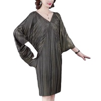 Robe musulmane décontractée de style Miyake, en polyester tissé, lavable, grande taille, plissée, élégante