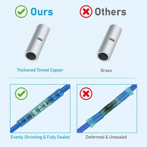 DINGYUAN 500 pièces bleu AWG16-14 isolé bout à bout épissure manchons thermorétractables <span class=keywords><strong>cuivre</strong></span> bout à bout connecteurs de fil - Product Image 4