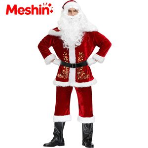 Costume de Père Noël fantaisie pour homme Meshin, imprimé, avec robe et pantalon pour les fêtes d'adultes, inspiré de personnages de la télévision - Product Image 1