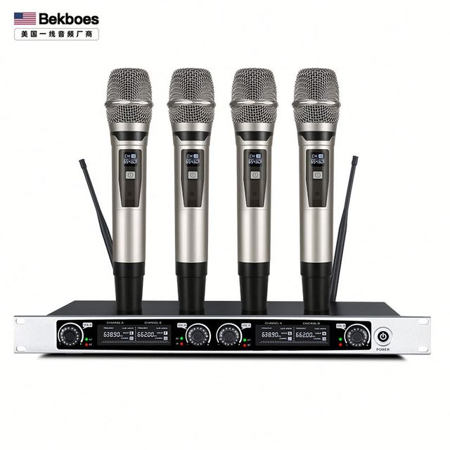 Bekboes Professional Uhf 4 Channel Set of 4 Wireless Microphones