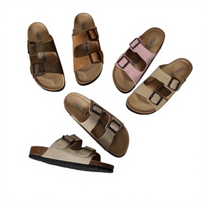 <span class=keywords><strong>Sandali</strong></span> da Donna con Doppio Cinturino in Pelle Scamosciata, Suola in Sughero, Unisex, con Fibbia Regolabile, Ortopedici, Comodi, Ciabatte Piatte - Product Image 1
