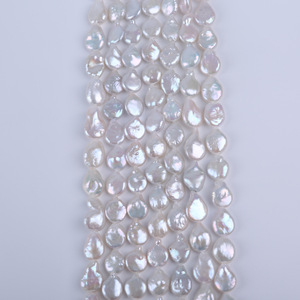 Vente en gros directe d'usine, collier rond en perles d'eau douce de 11-12 mm, perles semi-finies plates avec des perles naturelles en vrac - Product Image 1