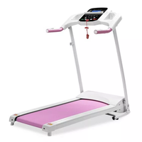Tapis de course électrique pliant Assemblage facile Fitness Motorisé Running Jogging Machine pour usage domestique, 12 programmes préréglés rose