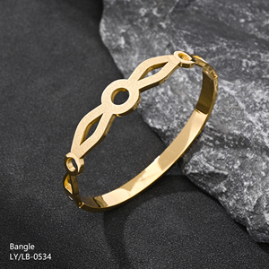 Nouveauté Bracelet Jonc Creux en Acier Inoxydable 304/316L Plaqué Or avec Zircon <span class=keywords><strong>Fraise</strong></span> Doré, Tendance, Élégant et Écologique - Product Image 4