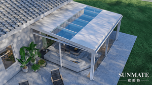 Solarium <span class=keywords><strong>bioclimatique</strong></span>, <span class=keywords><strong>serre</strong></span> en aluminium, balcon avec toit plat, véranda préfabriquée, <span class=keywords><strong>serre</strong></span> à toit incliné pour jardin et maison - Product Image 4