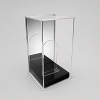 Vitrine en acrylique transparente avec base noire en forme de cube pour fleurs, trophées, objets de collection, figurines, boîte en acrylique