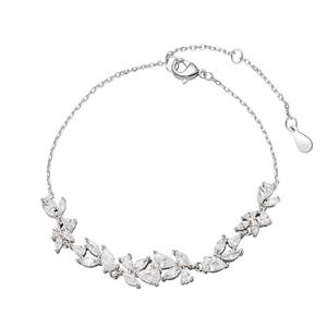 กำไลข้อมือรูปหยดน้ำประดับใบไม้สีทองแดงลายวิสทีเรียสีขาว ดีไซน์หรูหราแบบมินิมอล เครื่องประดับผู้หญิงสุดสง่างาม - Product Image 1