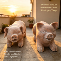 Statue de cochon en marbre rouge coucher de soleil de style chinois classique, taille personnalisée, sculptée à la main, décoration paysagère pour maison, villa, jardin