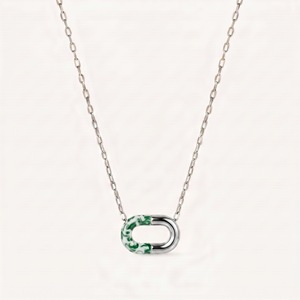 Collana Placcata <span class=keywords><strong>Oro</strong></span> 18K con Smalto <span class=keywords><strong>Blu</strong></span> e Bianco, Impermeabile, Antiossidante, Stile Chinoiserie, Ipoallergenica, con Ciondolo per Donne - Product Image 6