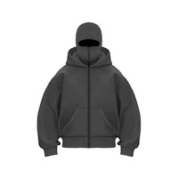 Nouveau design 2025 – Sweat à capuche balaclava zippé personnalisé pour homme – Streetwear de haute qualité en coton uni – Hoodies ninja zippés pour homme