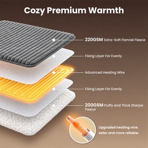 Manta Eléctrica de Felpa con Control de Temperatura, Color Gris Sólido, para Uso Doméstico en Otoño e Invierno - Product Image 4