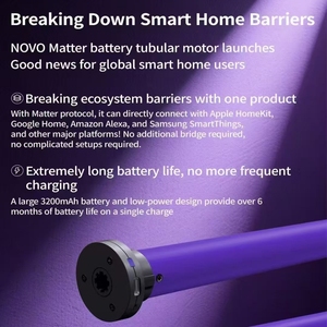 Stores intelligents avec moteur tubulaire en métal intégré, batterie Matter, rechargeables, compatibles Google Home, Apple HomeKit, Alexa et SmartThings - Product Image 2