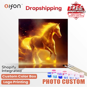 ORFON <span class=keywords><strong>Cheval</strong></span> Fiery 60x75cm/50x65cm/40x50cm Cadre <span class=keywords><strong>Coloriage</strong></span> par Numéros Maison Paysage PeintéCadeau Unique OnCanvasUnique - Product Image 1