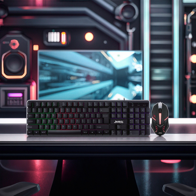 Best Selling 104-Key Wired USB RGB Backlit Keyboard and Mouse Set Slim Mechanical Feel Gaming Combo for Laptop and Office Use
