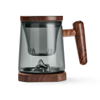 Tasse à thé filtre domestique Snow Mountain de grande capacité Infuseur en verre au design classique avec poignée en bois pour boire