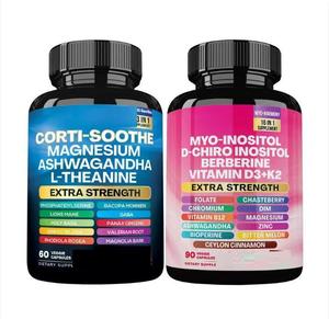 Özel etiket OEM üreticisi Corti-kortizol takviyesi hepsi bir magnezyum glisinat Ashwagandha l-theanine kapsülleri - Product Image 2