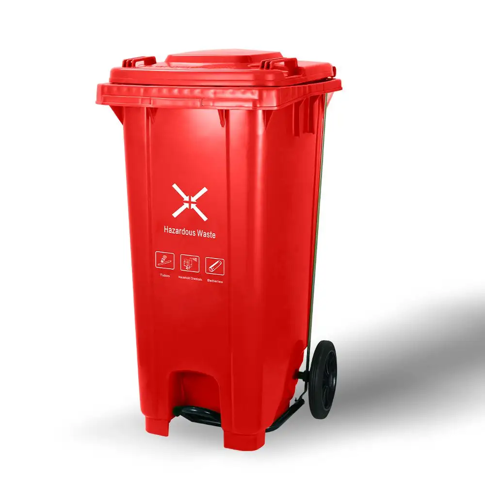 MARTES SL001 Caixotes de lixo de plástico com pedal móvel para reciclagem e uso ao ar livre, alta qualidade, 120l, 240l, recipientes para lixo