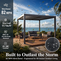 Villa Pergola en aluminium bioclimatique avec toit à lames orientables électriques, éclairage LED, rideaux, télécommande, revêtement poudré, gazebo de jardin