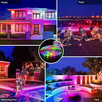 Bande lumineuse LED RGB solaire haut de gamme, étanche IP67, DC6V, 5m, synchronisation musicale, contrôle à distance via application Wi-Fi, éclairage de jardin, de véranda, de bar, OEM