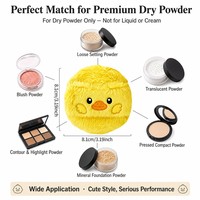 JLY Houpette à poudre en forme de canard de dessin animé mignon, en velours à poils longs brodé, pour poudre libre, logo personnalisé, OEM ODM, outil de maquillage, cadeau