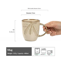 Tasse et soucoupe en porcelaine vintage à motif de feuilles en relief, ensemble de tasses à café rétro classiques réutilisables de 200 ml pour la décoration de la table à la maison
