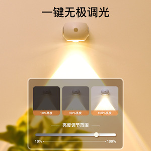 Luz nocturna inalámbrica con sensor de cuerpo humano, LED redondo, blanco cálido, regulable, funciona con pilas, para pasillo, recibidor, entrada, pared - Product Image 1