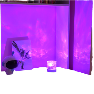 Lampe murale Aura Aurora Light Rippled Cube Sunset, en ABS blanc, petite, rotative, dynamique, 16 LED, effet d'ondulation d'eau, commande tactile, chambre à <span class=keywords><strong>coucher</strong></span> - Product Image 4
