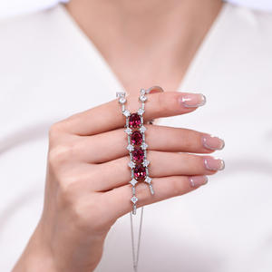 Pendentif en rubis cultivé en laboratoire de 6 carats, imitation perle, chaîne à maillons, bijoux de fête, plaqué or, unisexe, tendance - Product Image 5