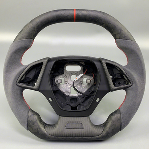 Volant pour <span class=keywords><strong>Camaro</strong></span> SS, pour <span class=keywords><strong>Chevrolet</strong></span> Corvette ZL1, personnalisé, à fond plat, en fibre de carbone forgée mate - Product Image 1