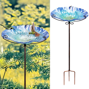 Ornamento da giardino all'aperto Flora e vetro uccello da bagno Stand con metallo attraente per gli uccelli e <span class=keywords><strong>passanti</strong></span> - Product Image 2