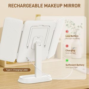 Espejo de Vanidad con Luces LED Portátiles de Diseño Moderno, Control Táctil, Aumento de 1X 3X 5X, Personalizado, de Una Sola Cara, Acabado Plateado - Product Image 4