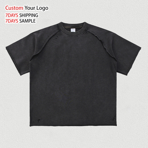 เสื้อยืดโอเวอร์ไซส์ OEM ผ้าถักเนื้อแน่น 100% ผ้าฝ้าย พิมพ์ลาย DTG ตามสั่ง น้ำหนัก 300 กรัม สไตล์สตรีทแวร์ วินเทจ ล้างสีแบบแอซิดวอช สำหรับผู้ชาย - Product Image 2