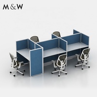 Poste de travail modulaire M&W moderne en aluminium réglable pour 6 personnes, idéal pour le bureau à domicile et l'école