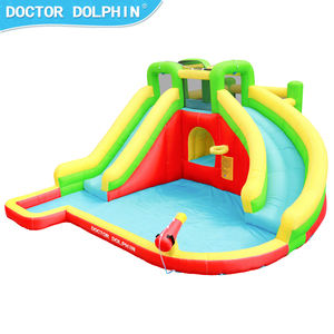 Château <span class=keywords><strong>gonflable</strong></span> avec toboggan aquatique pour fête d'usine Doctor Dolphin, capacité de 180 kg pour 4 passagers, taille 585x436x230 cm - Product Image 4