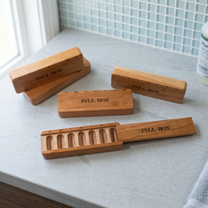 Boîte à pilules en bois moderne, rectangulaire, pour ranger les médicaments, écologique, 7 jours par semaine, multifonction, empilable - Product Image 5