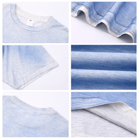 T-shirt décontracté en maille effet lin pour homme, peint à la main, style streetwear, manches courtes, coupe classique, coton/bambou, vente en gros