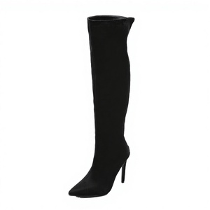 European and American Fashion New Autumn/Winter Over-the-Knee Zip PU Pointy Heel Large Foreign Trade Women's <b>Boots</b> - Product Image 3