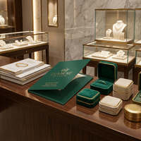 Carpeta de Negocios de Lujo en Verde Esmeralda y Dorado, Portafolio de Presentación de Papel Premium para Marcas de Joyería y Relojes de Alta Gama