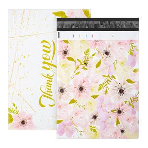 Sac de remerciement avec Logo personnalisé, pochette <span class=keywords><strong>en</strong></span> polyester, sachets d'expédition biodégradables, Style fleur et marbre, 50 pièces - Product Image 2