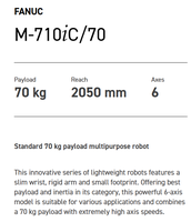 Robot industriel FANUC M-710iC/70 à 6 axes, charge utile de 70 kg, portée de 2050 mm, pour palettisation et assemblage intensifs