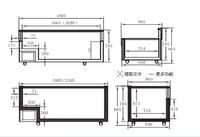 Congélateur modulaire combinable grande capacité avec vitrine coulissante et fenêtre latérale pour la vente au détail