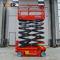 Platform Pengangkat Orang Bertenaga Baterai Asam Timbal Elektrik TDER 12m 14m Self-Propelled Tipe Gunting