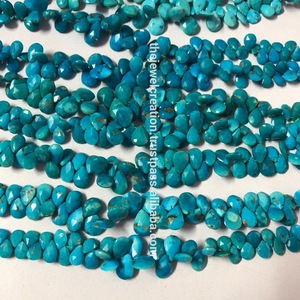 7mm 9mm Natural Arizona <b>Turquoise</b> Faceted Pear Shape Briolette Gemstone <b>Beads</b> Strands Strings for Jewelry Making AAA Quality - Product Image 1